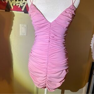 Pink Ruched Dress papaya Bodycon clubbing cute